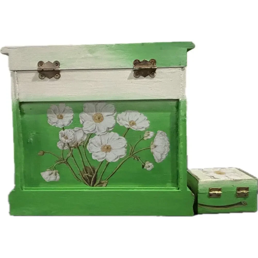 Upcycled Solid Wood Chest Jewelry Box with Bonus Trinket Box